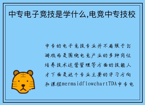 中专电子竞技是学什么,电竞中专技校